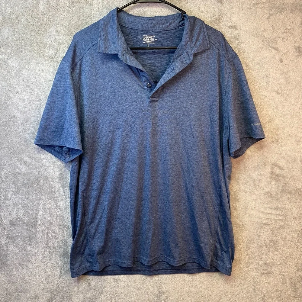 G.H. Bass & Co Men's Large Blue Heather Stretch Polo Shirt